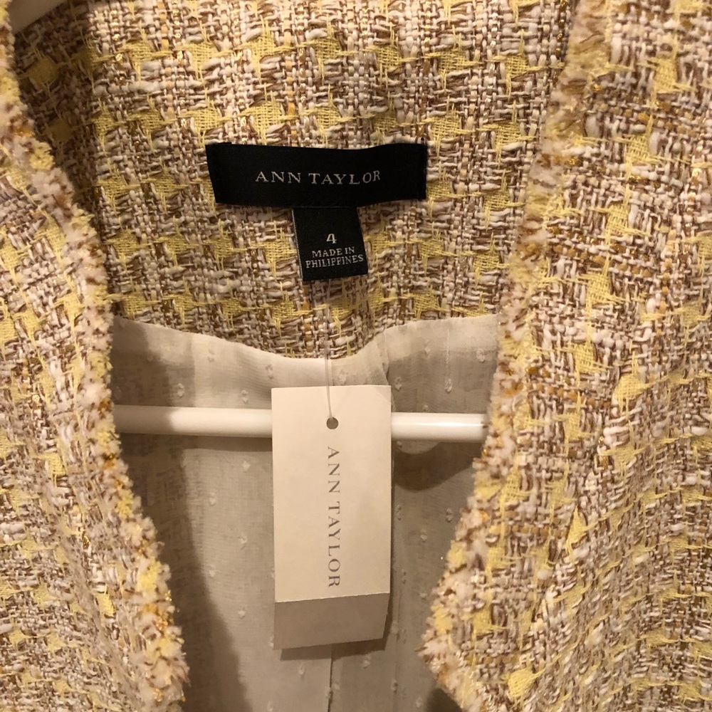 ANN TAYLOR FRINGE TWEED SUIT Sz 4 (TOP) 8 (SKIRT) NWT